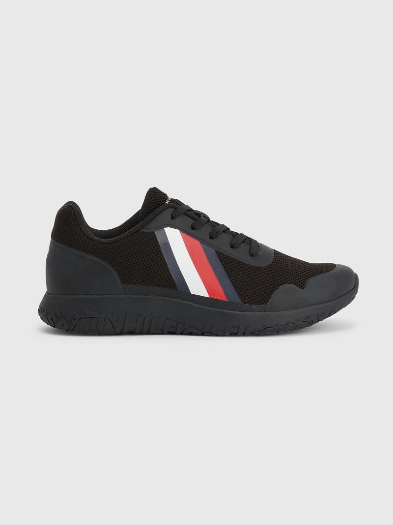 Férfi Tommy Hilfiger Könnyű knit Sneaker Fekete | HU 1407EBC